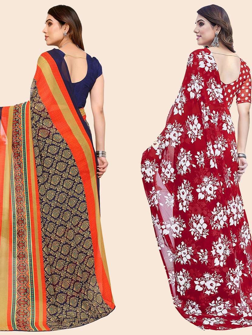 women pack of 2 casual wear combo sarees with blouse - 21446211 -  Standard Image - 1