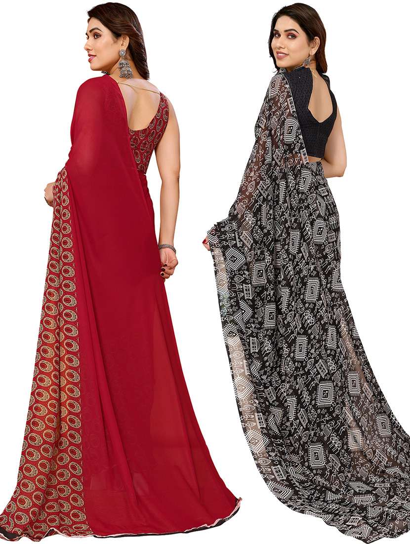 women pack of 2 casual wear combo saree with blouse - 21446220 -  Standard Image - 1