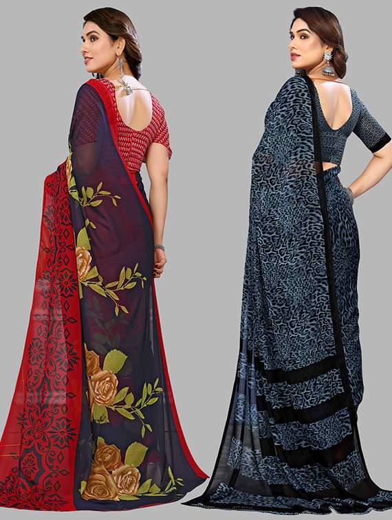 pack of 2 casual wear sarees with blouse - 21446222 -  Standard Image - 1