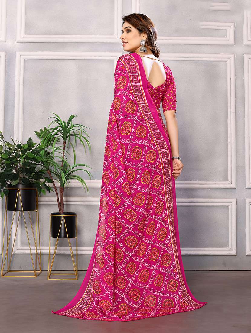 women bandhani printed casual wear saree with blouse - 21446226 -  Standard Image - 1