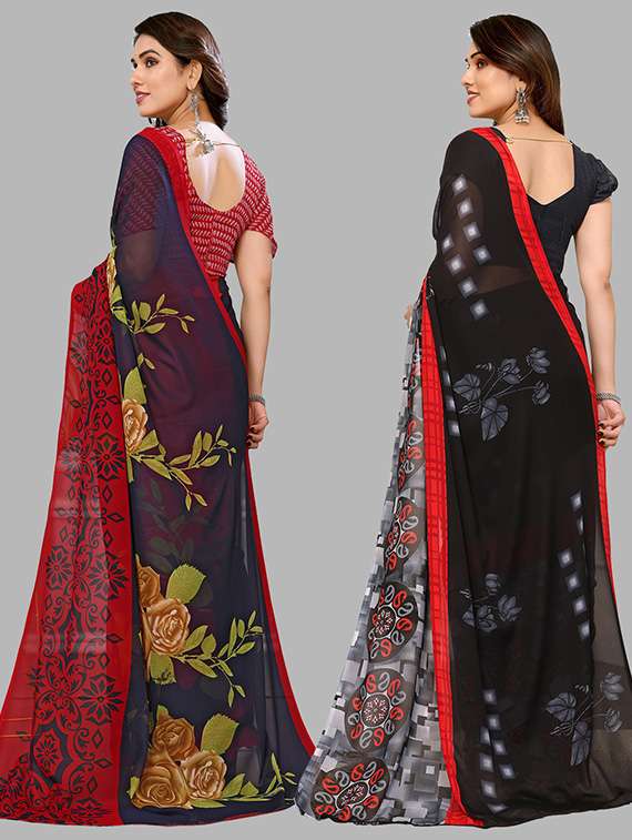women pack of 2 casual wear combo sarees with blouse - 21446235 -  Standard Image - 1