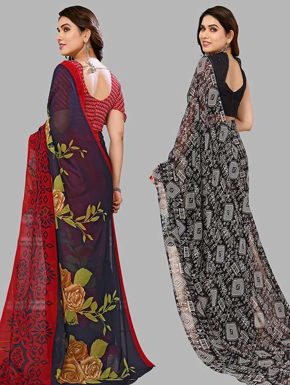 women pack of 2 casual wear combo saree with blouse - 21446237 -  Standard Image - 1