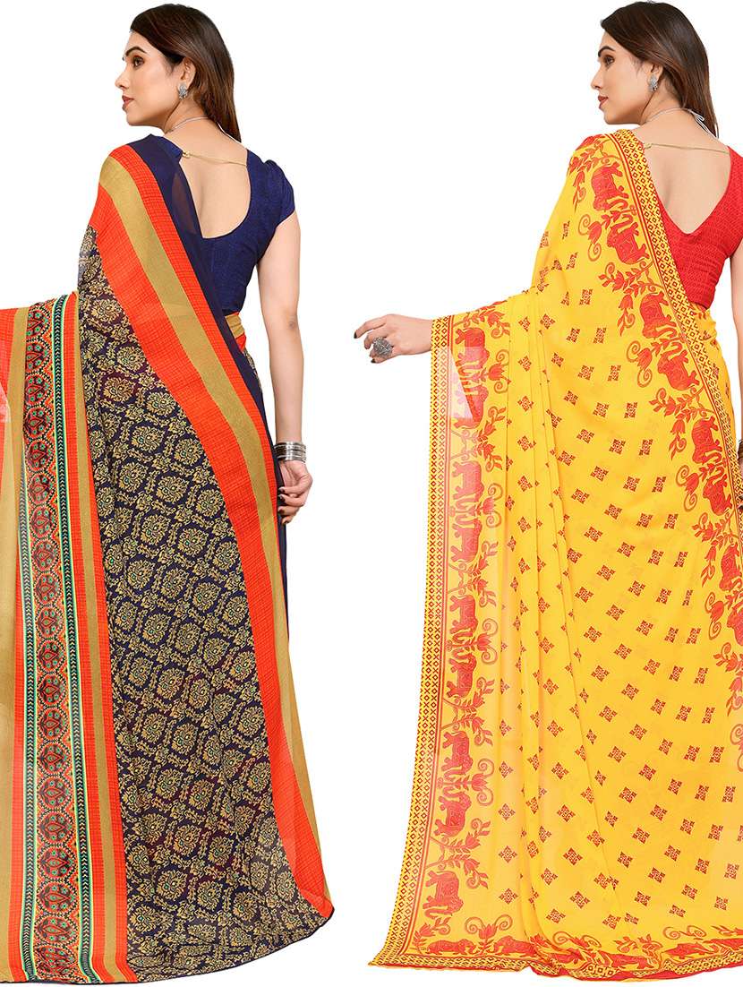 pack of 2 casual wear sarees with blouse - 21446248 -  Standard Image - 1