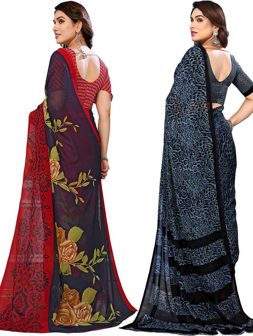 women pack of 2 casual wear combo saree with blouse - 21446249 -  Standard Image - 1