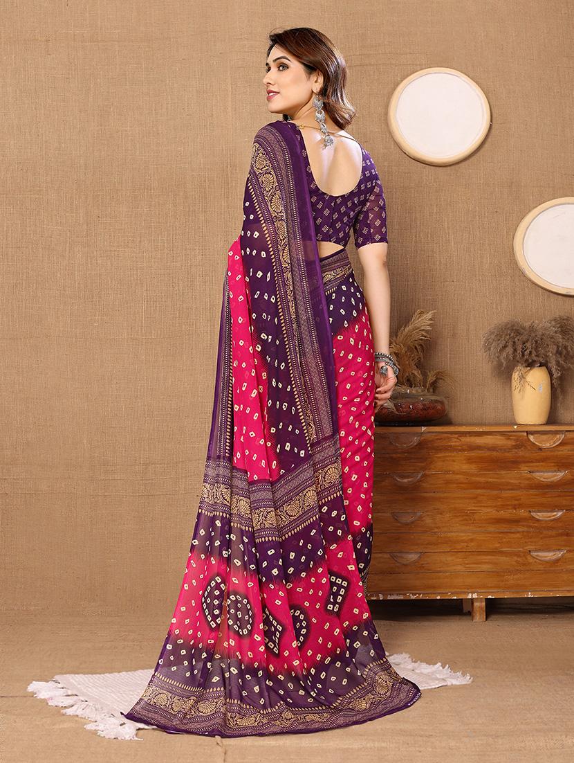women bandhani printed casual wear saree with blouse - 21446265 - Standard Image - 1