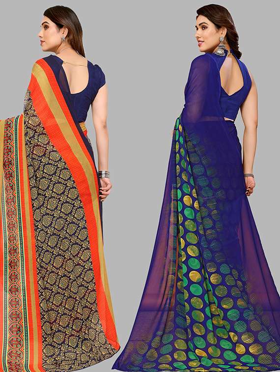 women pack of 2 casual wear combo sarees with blouse - 21446267 -  Standard Image - 1