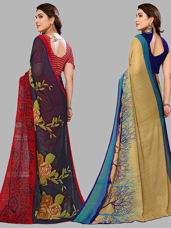 women pack of 2 casual wear combo sarees with blouse - 21446276 -  Standard Image - 1