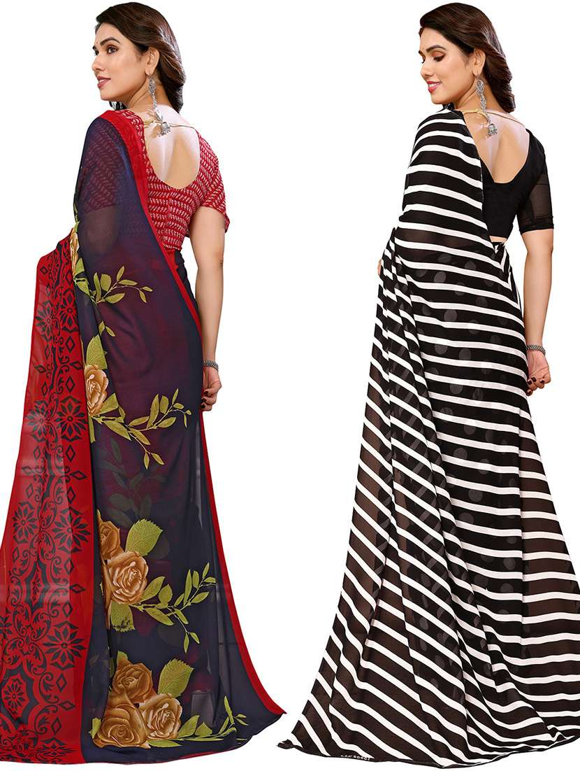 pack of 2 casual wear combo sarees with blouse - 21446290 -  Standard Image - 1