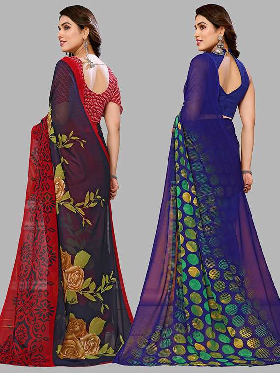 pack of 2 casual wear sarees with blouse - 21446292 -  Standard Image - 1