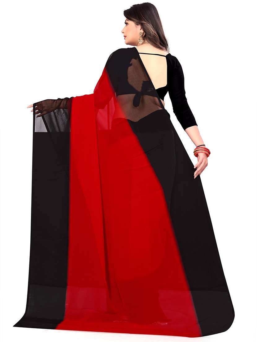 women color block casual wear saree with blouse - 21446323 -  Standard Image - 1