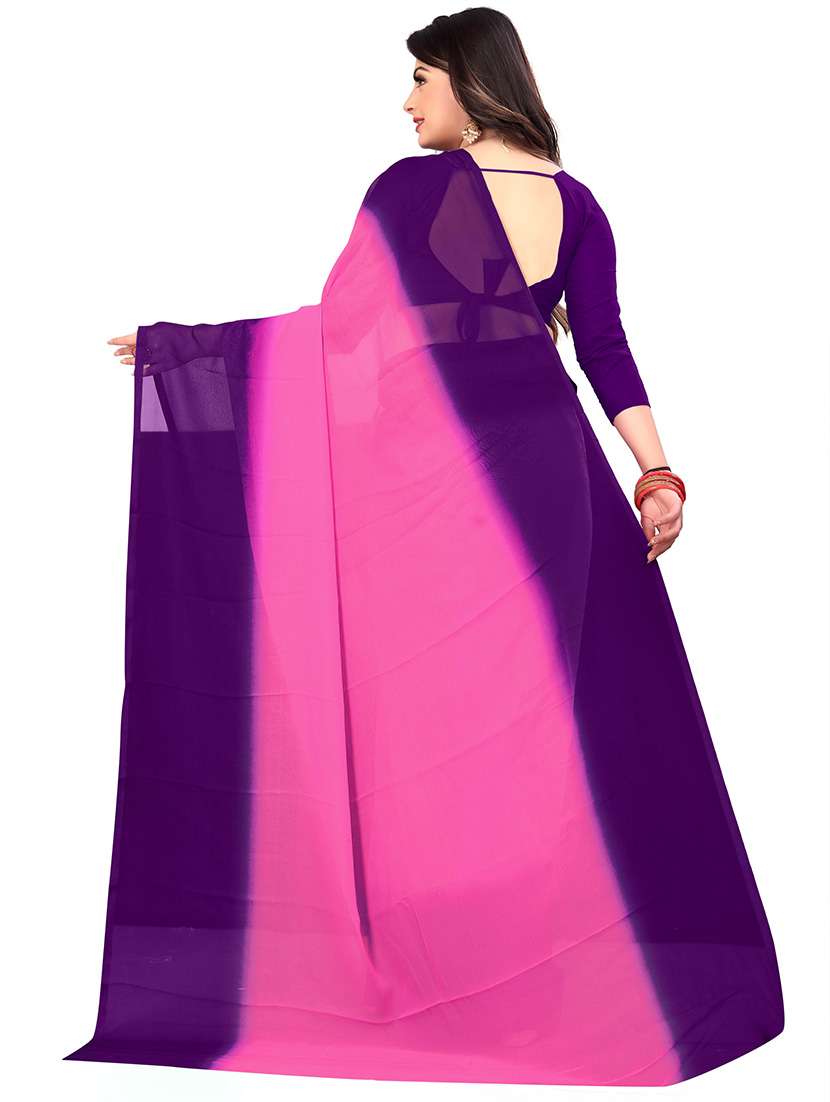 women color block casual wear saree with blouse - 21446325 -  Standard Image - 1