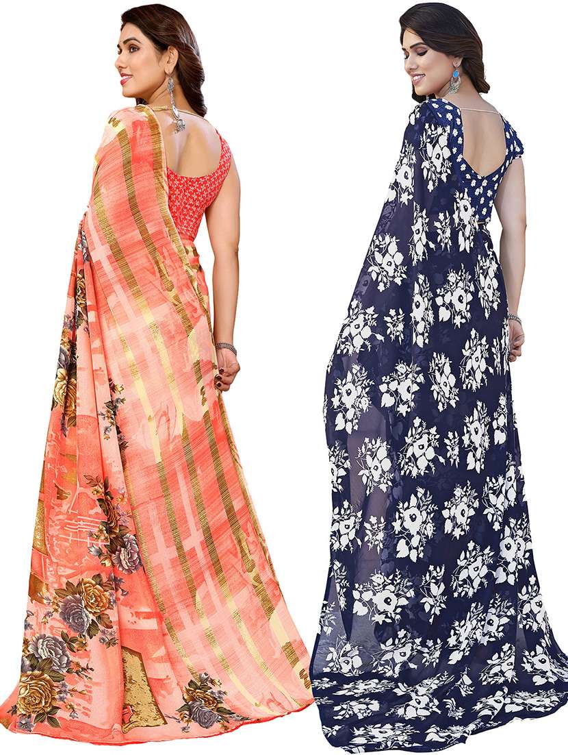 women pack of 2 casual wear combo saree with blouse - 21446354 -  Standard Image - 1