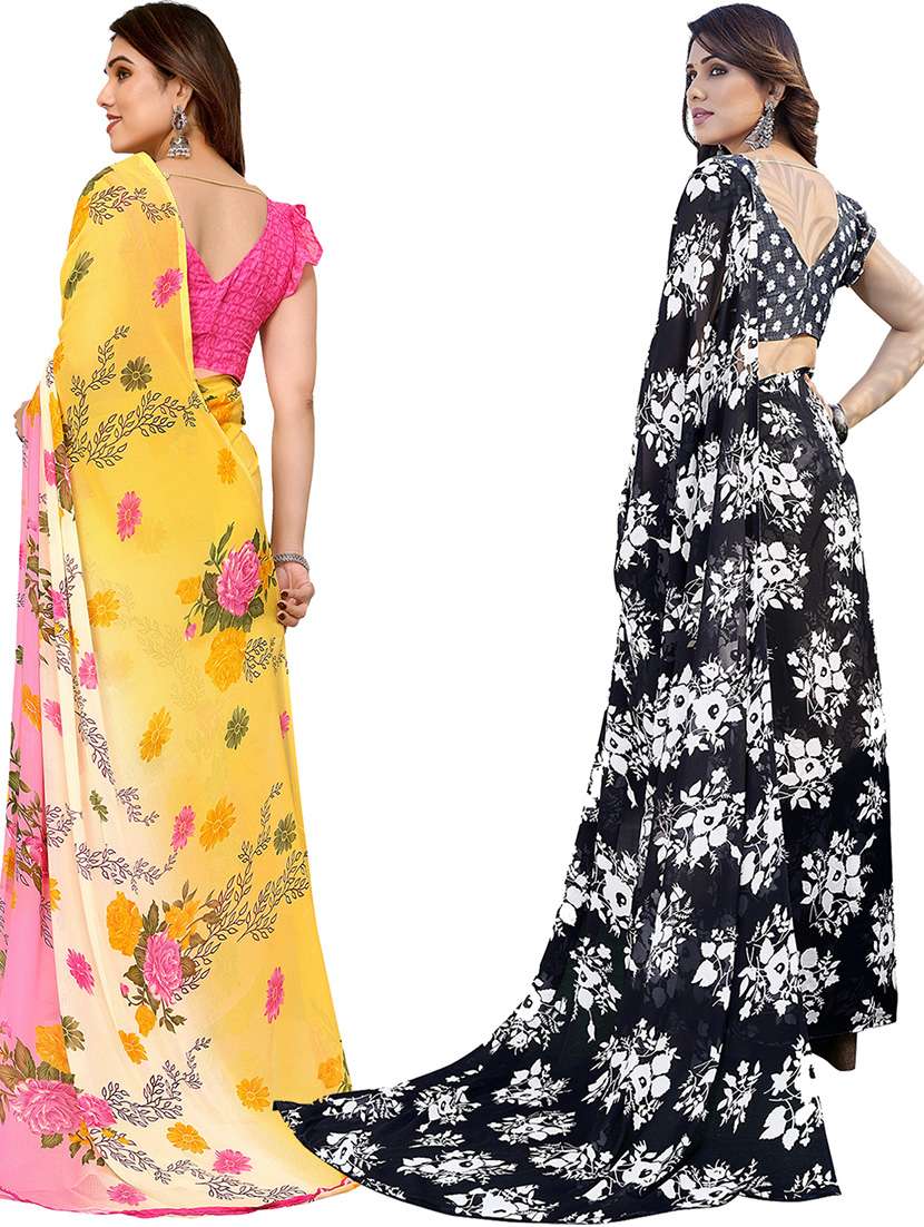women pack of 2 casual wear combo sarees with blouse - 21446379 -  Standard Image - 1