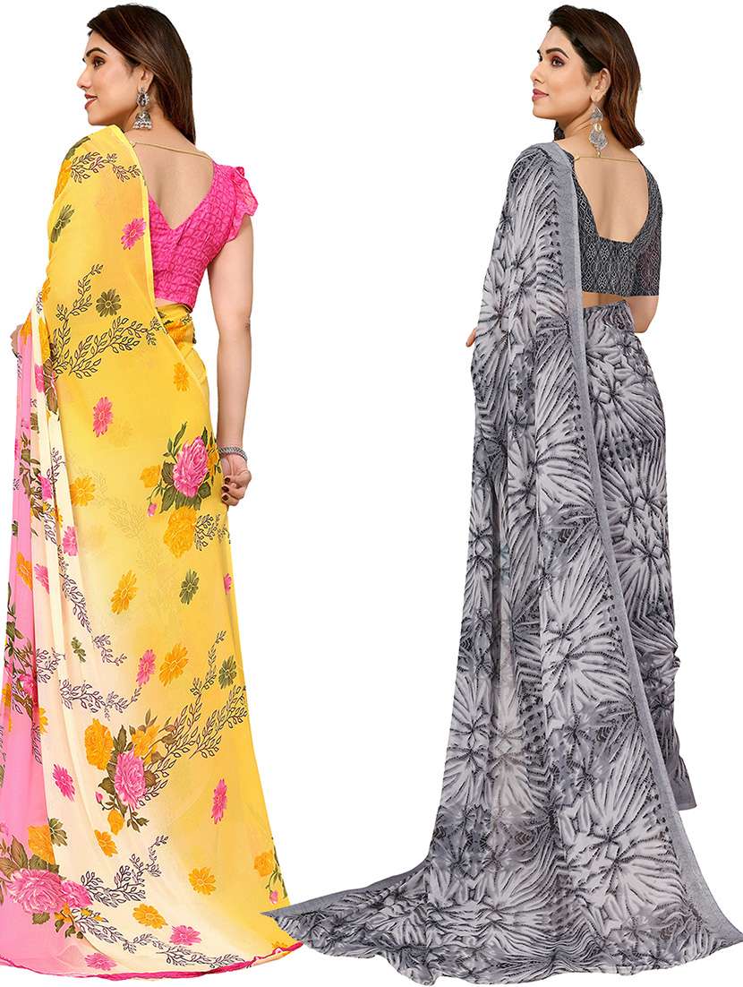 women pack of 2 casual wear combo sarees with blouse - 21446383 -  Standard Image - 1