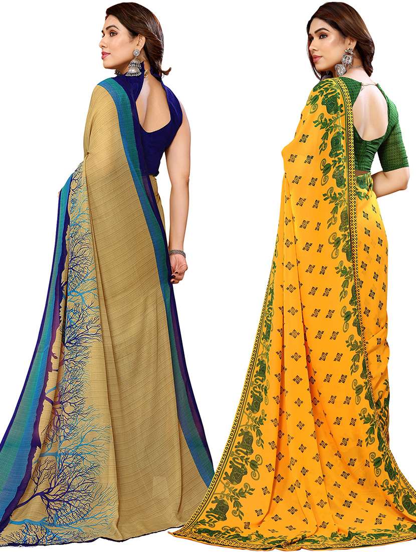 pack of 2 casual wear sarees with blouse - 21446388 -  Standard Image - 1