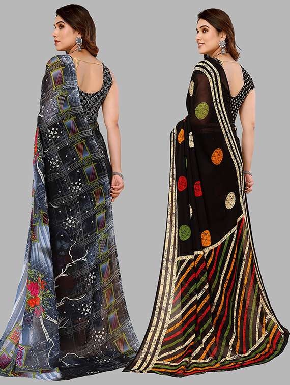 women pack of 2 casual wear combo saree with blouse - 21446464 -  Standard Image - 1