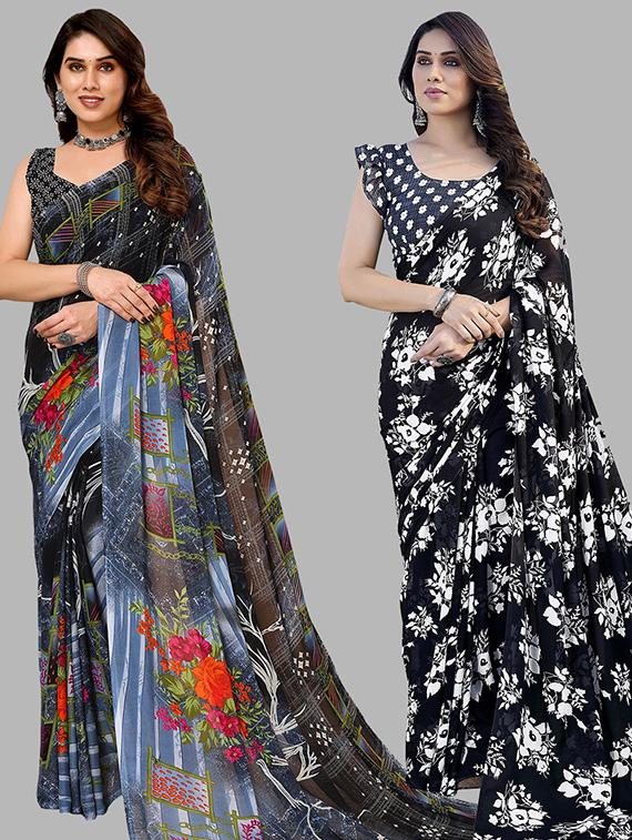 pack of 2 casual wear sarees with blouse - 21446469 -  Zoom Image - 0