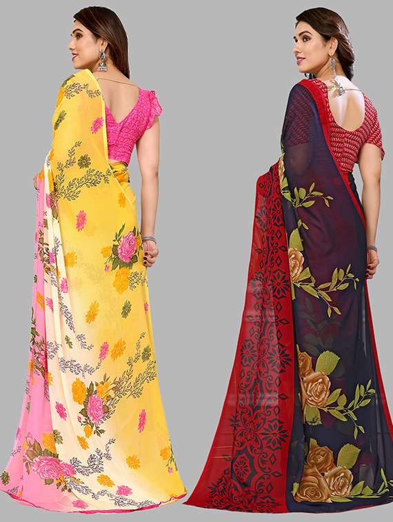 women pack of 2 casual wear combo saree with blouse - 21446475 -  Standard Image - 1