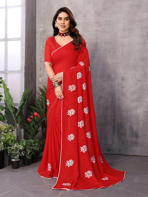women embroidered casual wear saree with blouse - 21446525 - Standard Image - 0