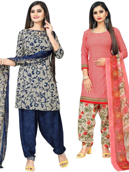 pack of 2 printed unstitched suit set - 21447368 - Standard Image - 0