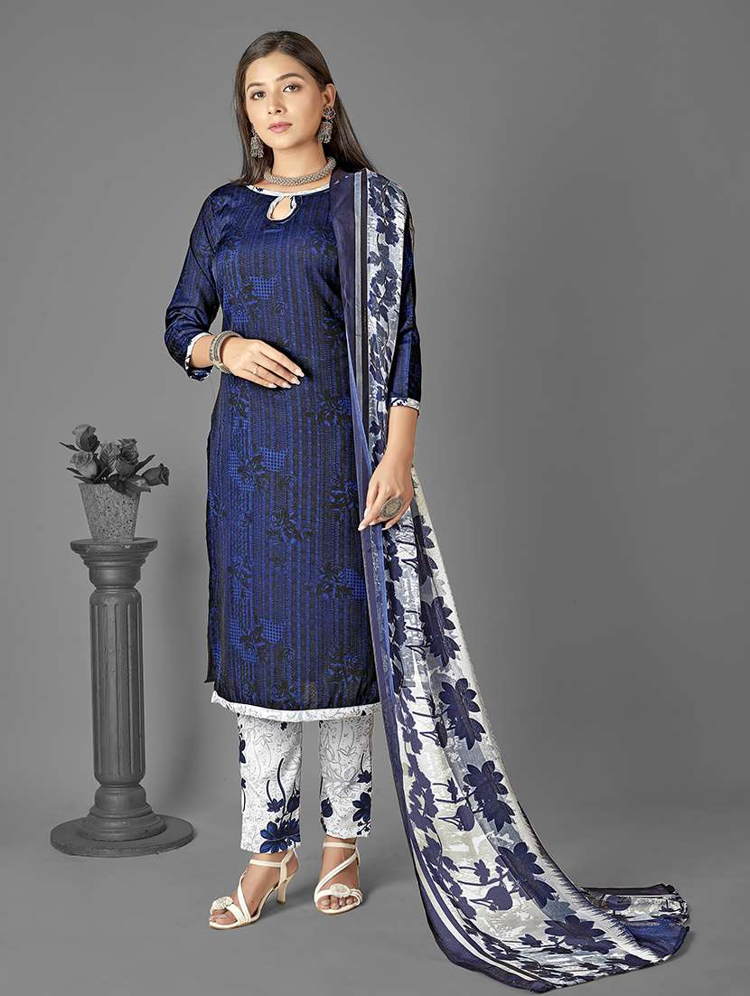 women navy blue unstitched suit - 21447523 -  Standard Image - 1