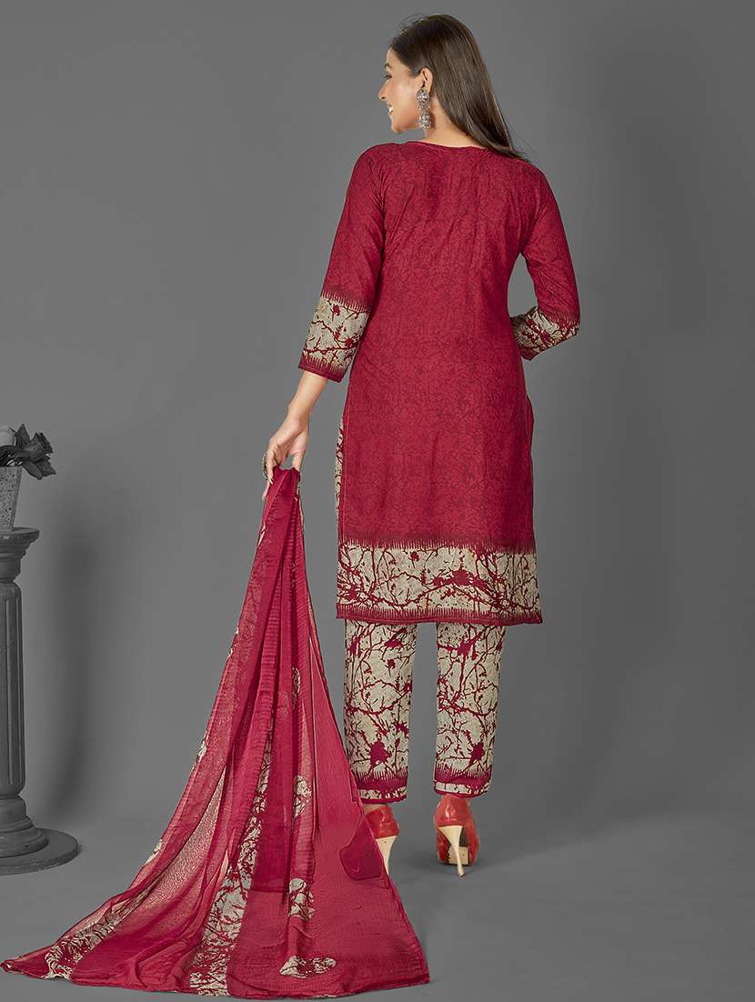 women maroon unstitched suit - 21447730 -  Standard Image - 1