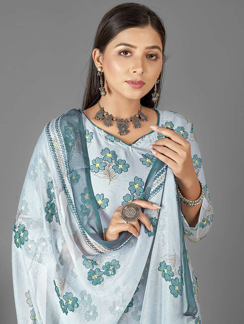 women sea green unstitched suit - 21448078 -  Standard Image - 4