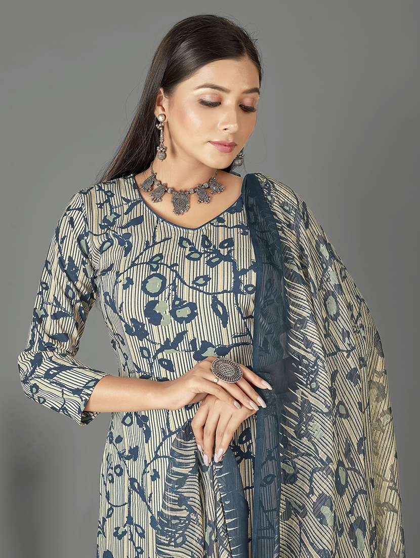 women navy blue unstitched suit - 21448570 -  Standard Image - 4