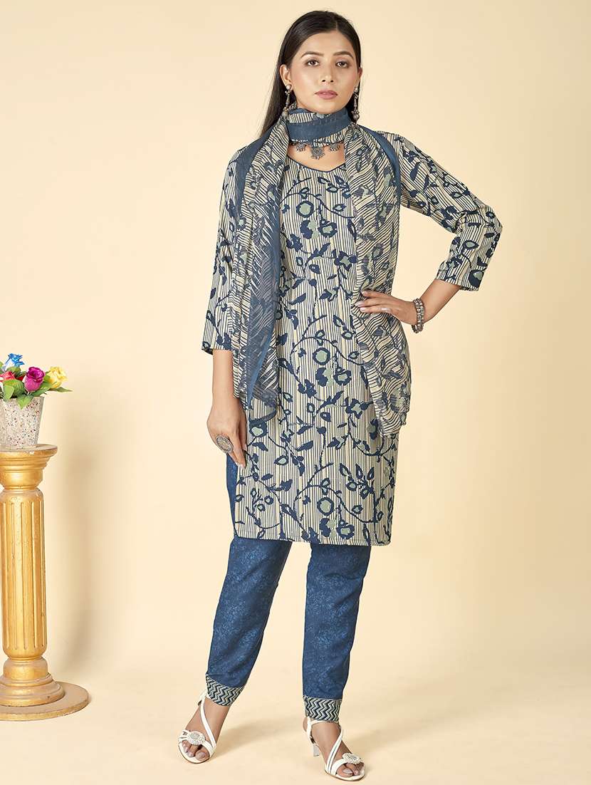 women  navy blue unstitched suit - 21448576 -  Standard Image - 1