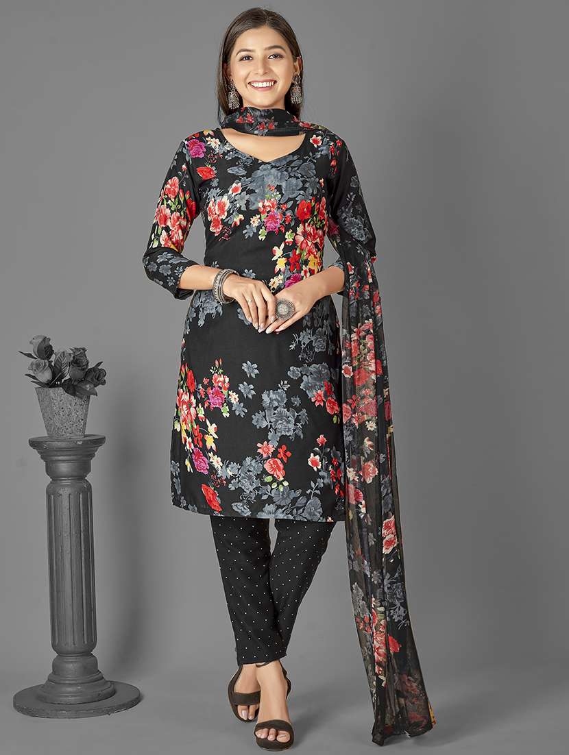 women black unstitched suit