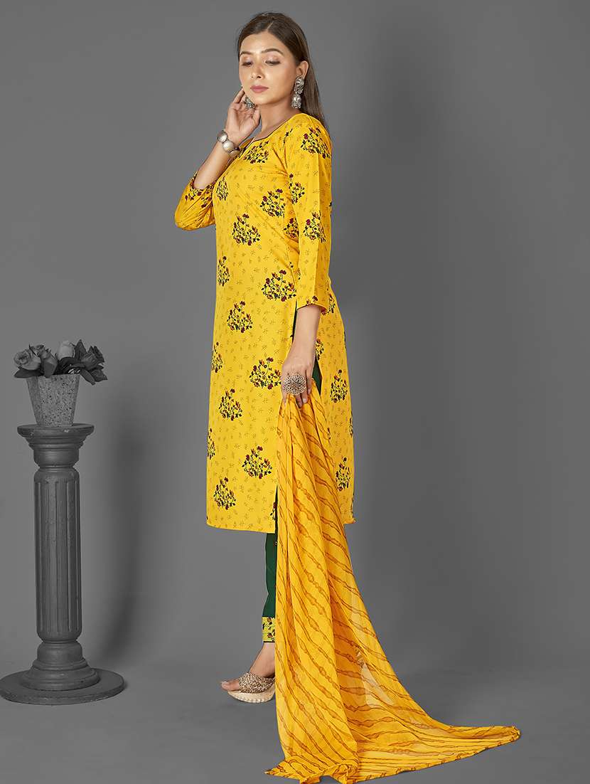 women yellow unstitched suit - 21449619 -  Standard Image - 1