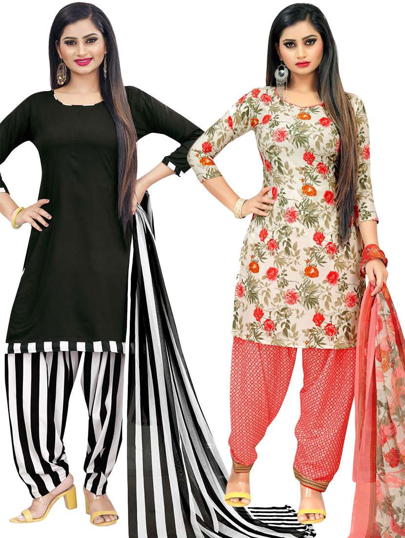 multi colored crepe unstitched suit