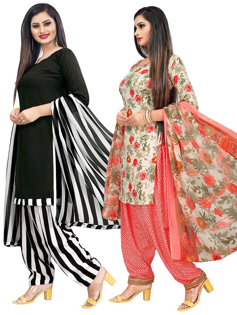multi colored crepe unstitched suit - 21449797 - Standard Image - 1
