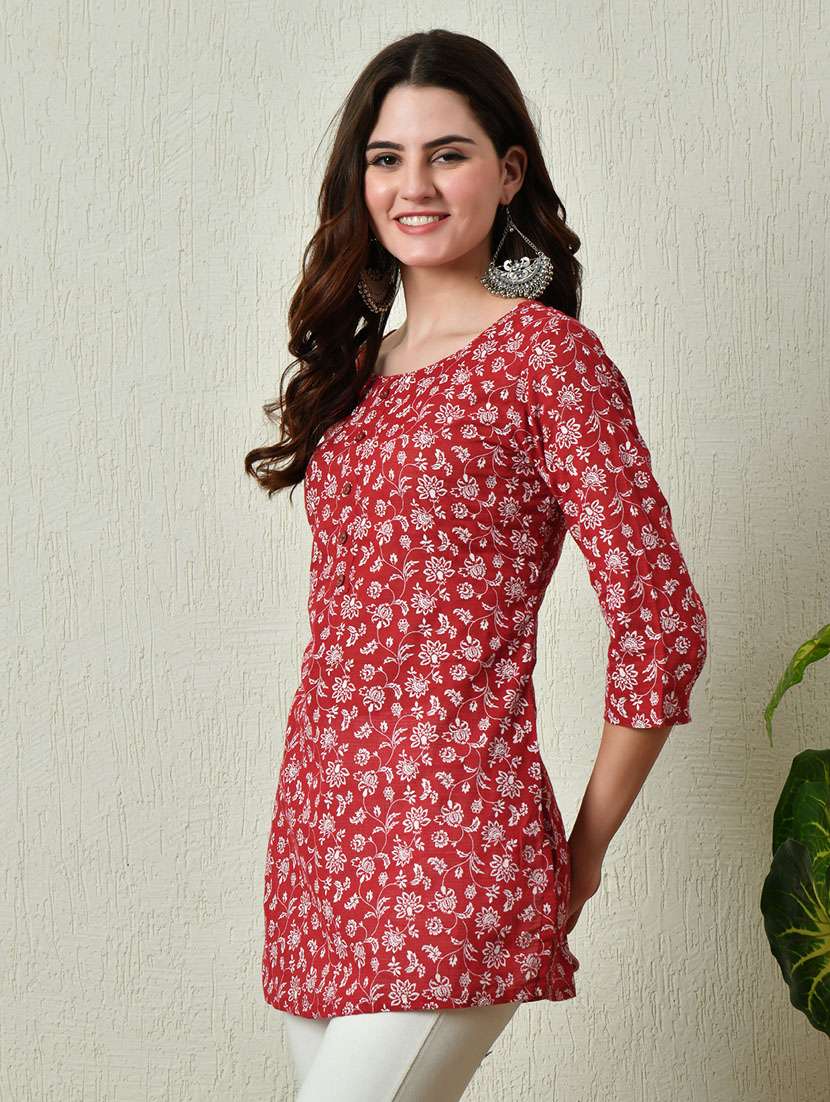 women red cotton straight kurti - 21450009 -  Standard Image - 1