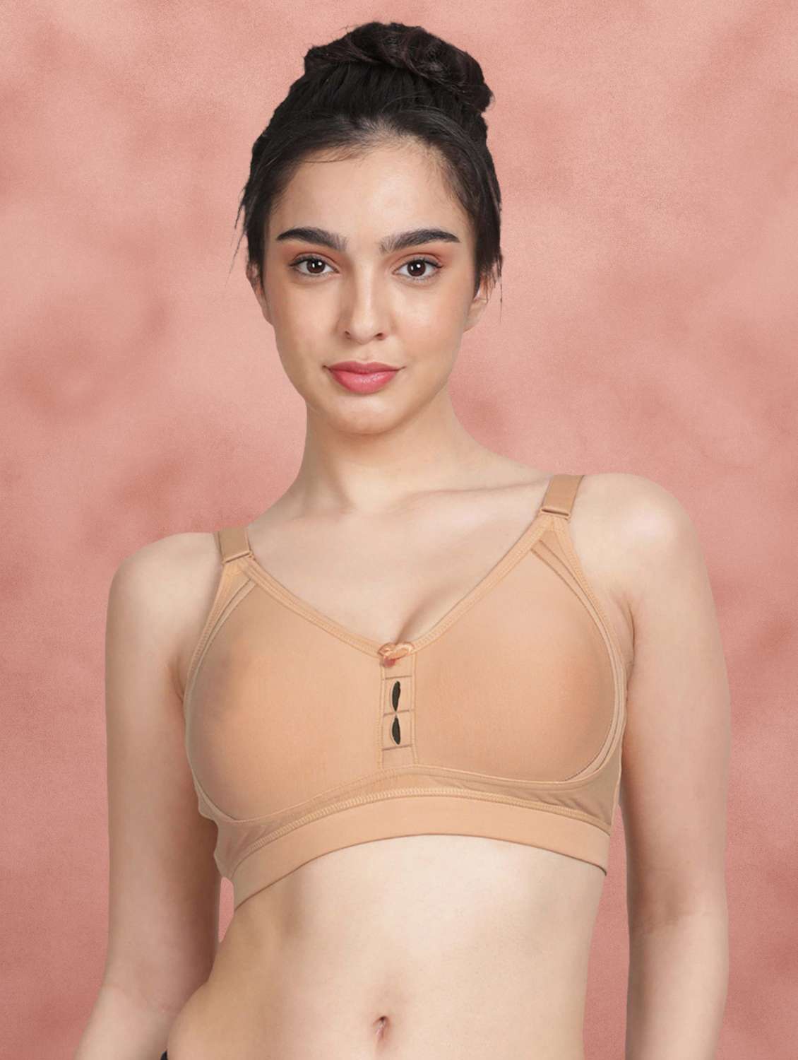 beige cotton regular bra