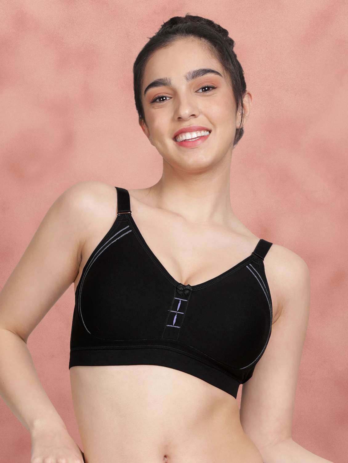 black cotton regular bra