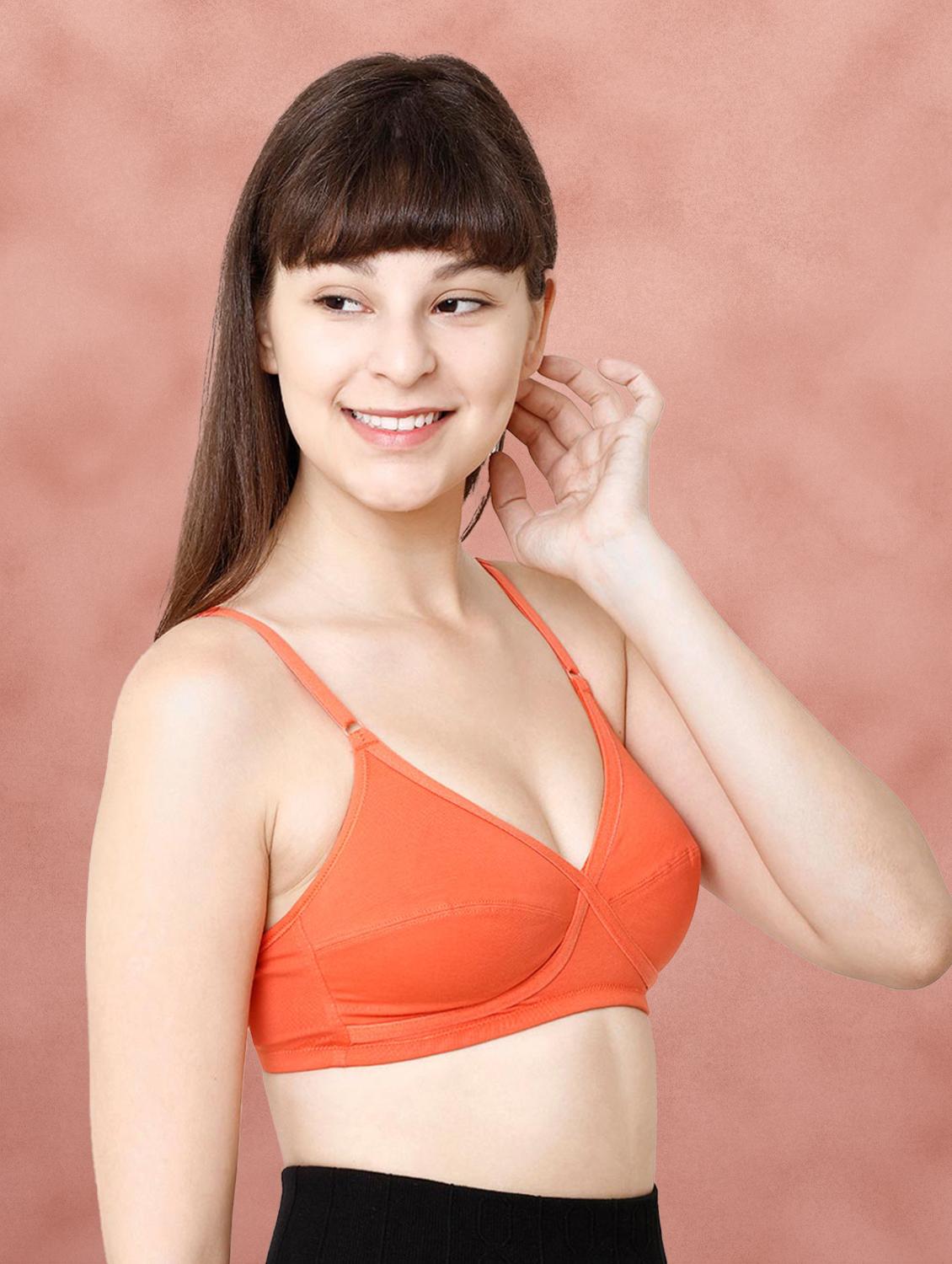 orange cotton regular bra - 21450183 - Standard Image - 1