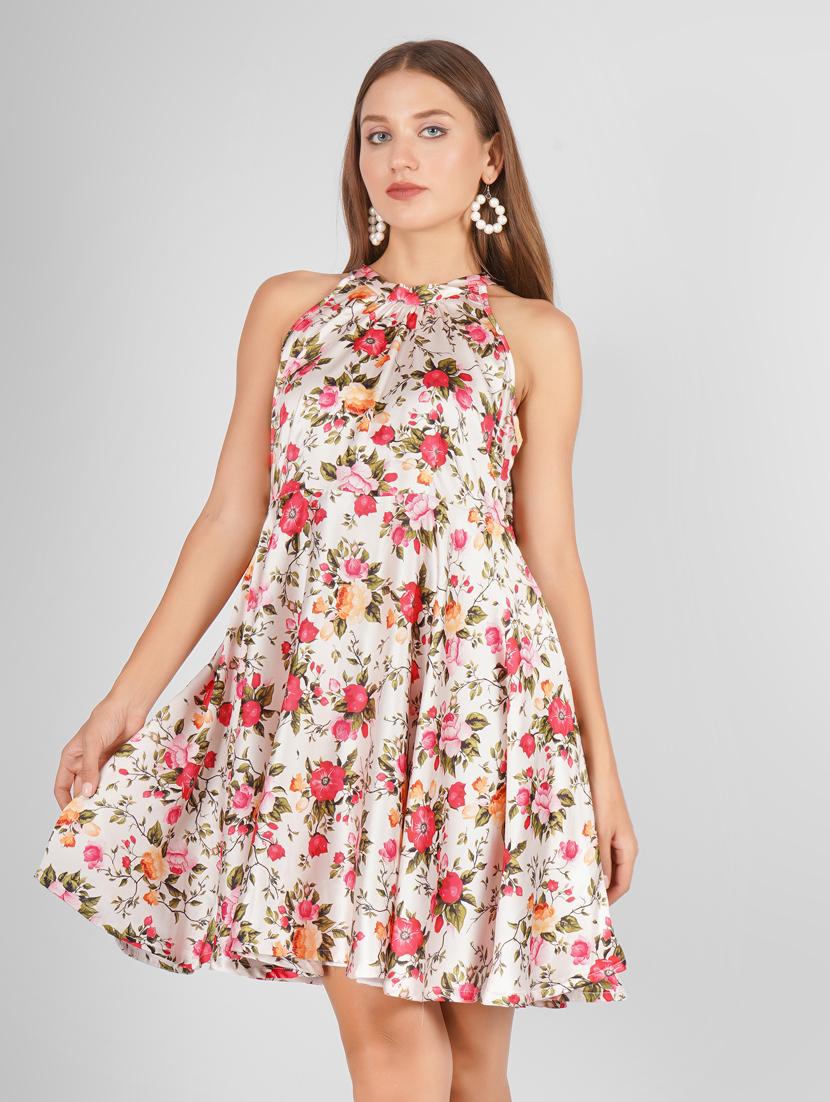 women off white cotton fit & flare dress - 21450288 - Zoom Image - 0