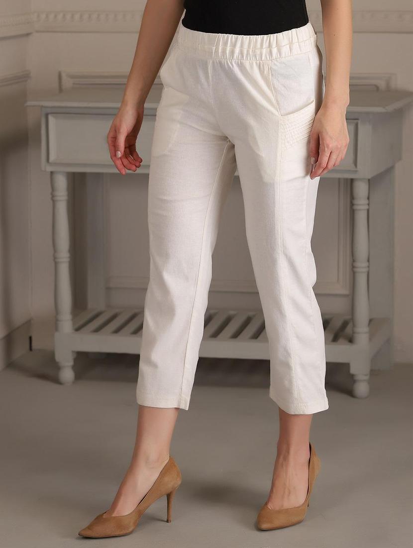 women white cotton culottes - 21450324 - Standard Image - 1