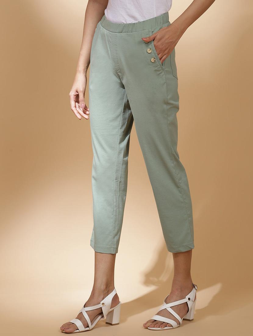 women green cotton culottes - 21450337 -  Standard Image - 1