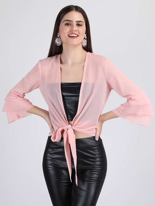 women pink polyester regular shrug - 21450385 -  Standard Image - 0