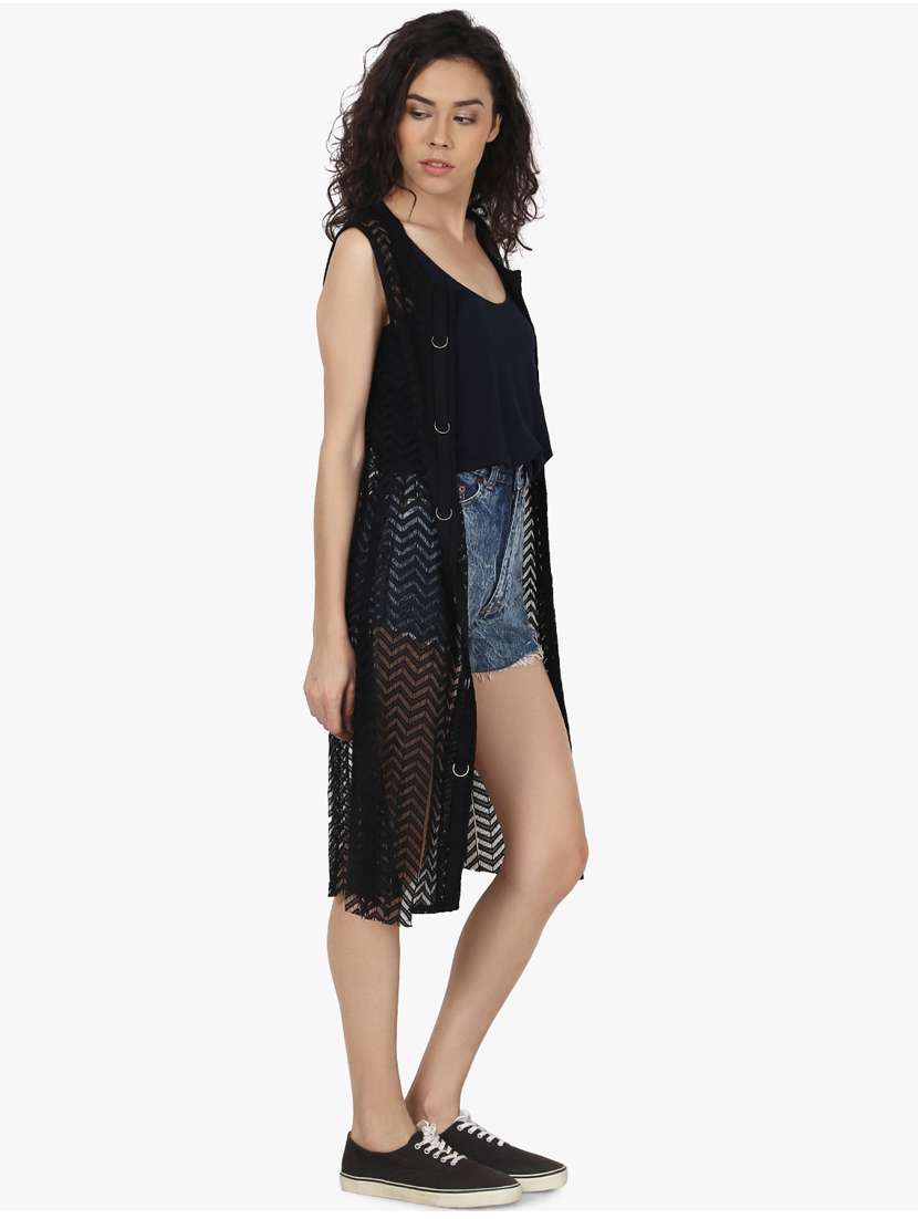 women black cotton blend regular shrug - 21450386 - Standard Image - 1