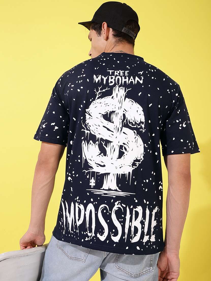 men round neck back print t-shirt