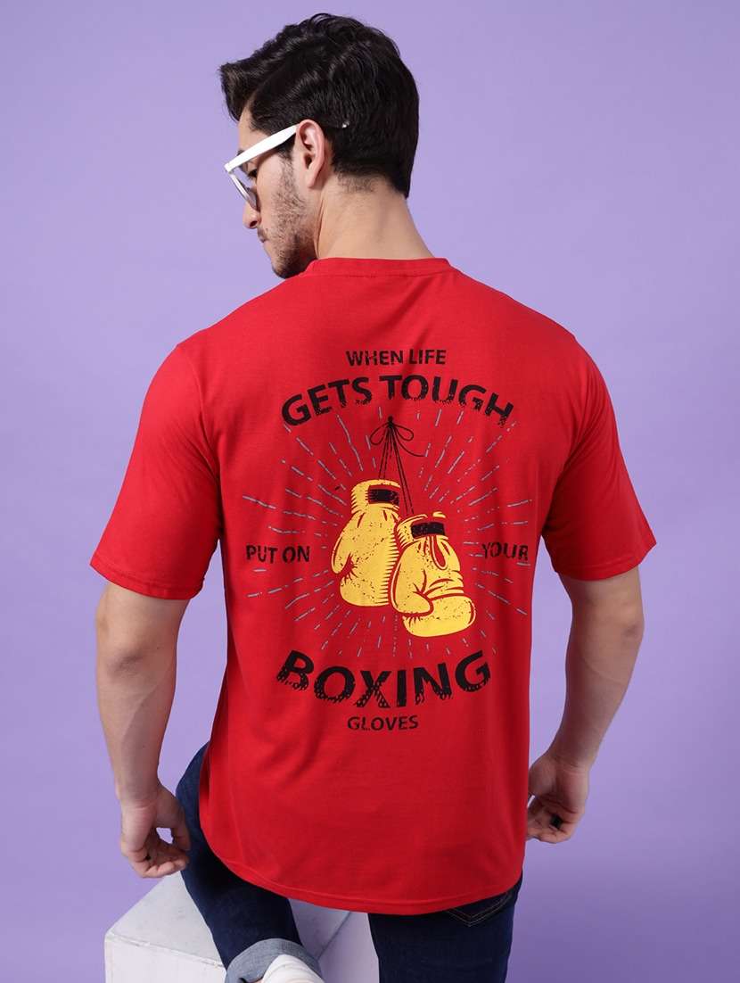 men round neck back print t-shirt