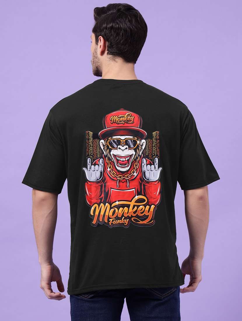 men crew neck back print oversized t-shirt