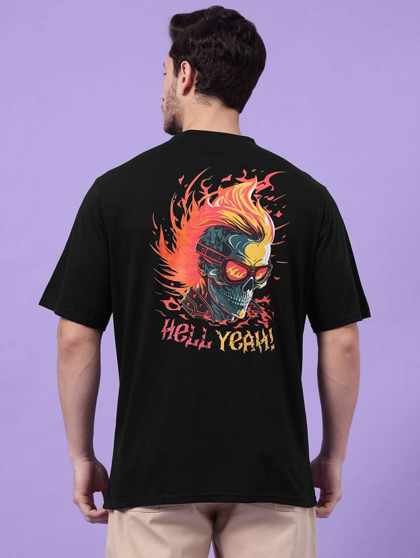 men round neck back print t-shirt