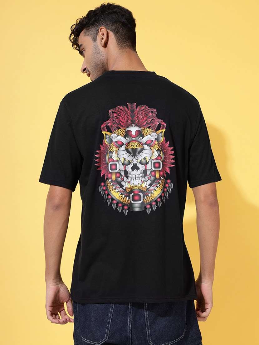 men round neck back print t-shirt - 21450560 -  Zoom Image - 0