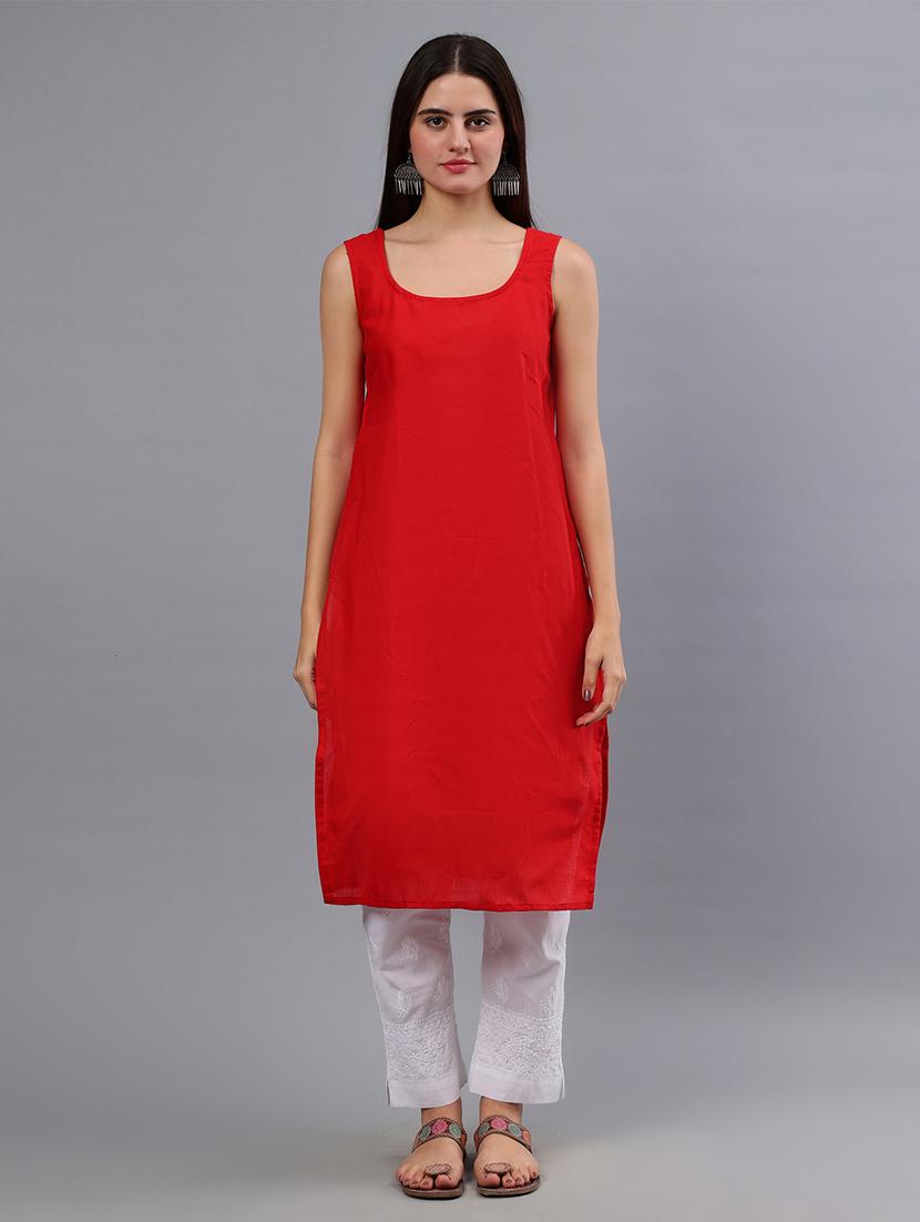 women three quarter sleeve chikankari work kurta - 21450781 - Standard Image - 4