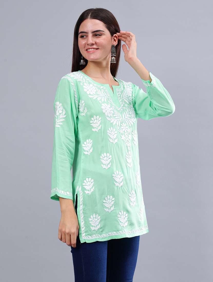 women chikankari straight kurti - 21450818 -  Standard Image - 1