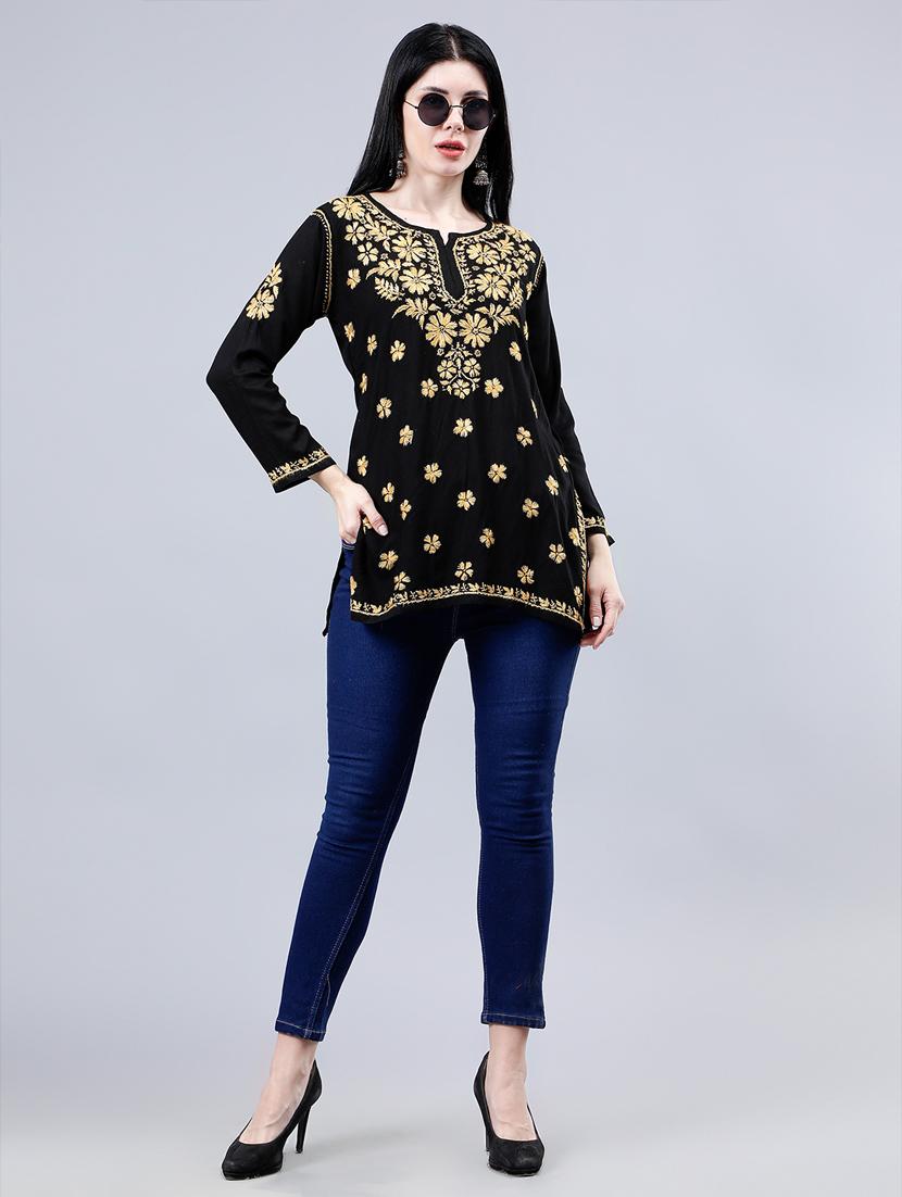 women chikankari straight kurti - 21450819 - Standard Image - 4
